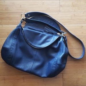Ontario Ehrlich navy blue pebble leather purse